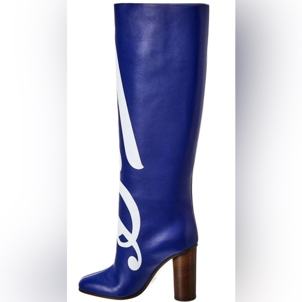 Anya Hindmarch Blue and White Over the Knee Boots - Picture 2 of 5